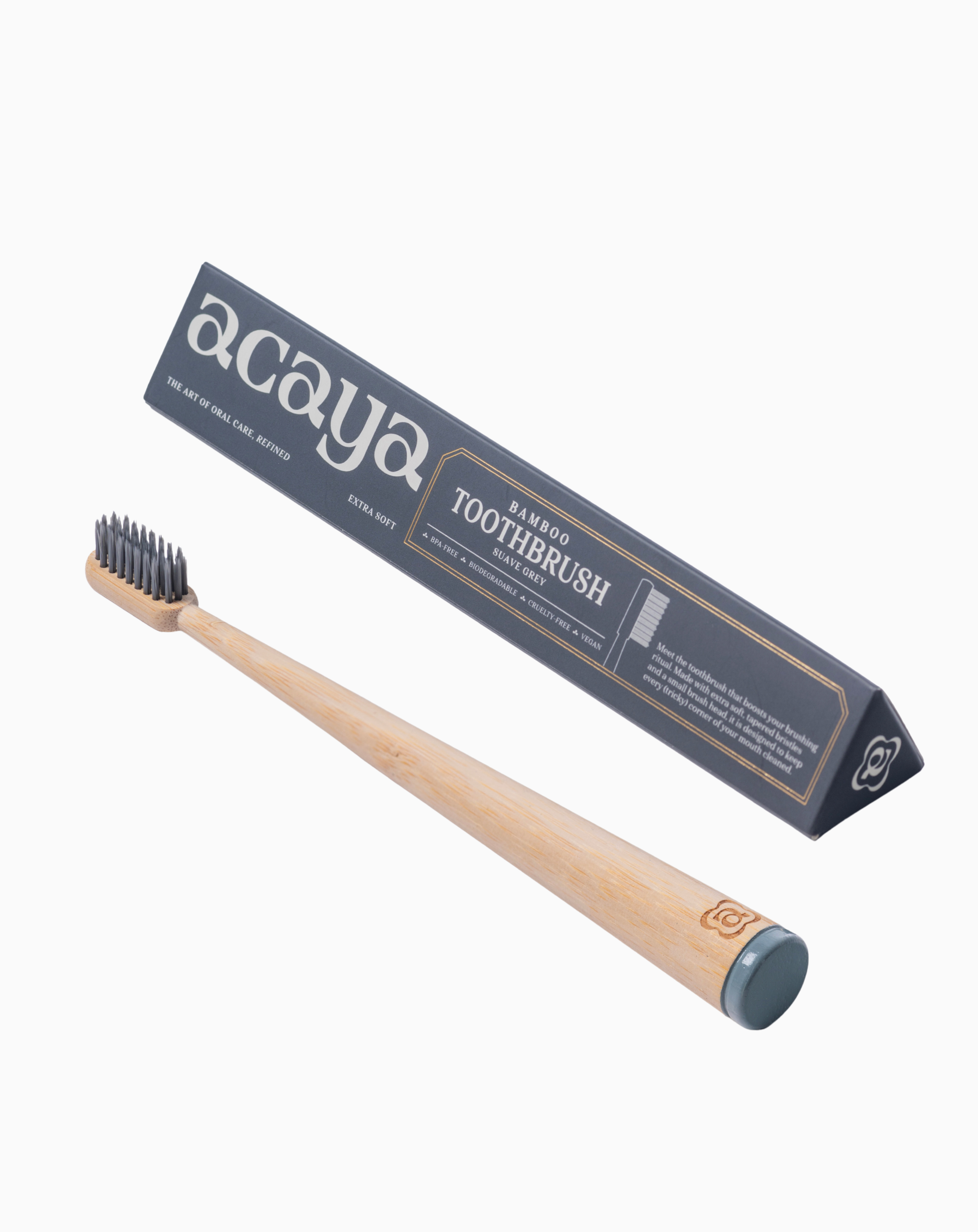 Acaya Suave Grey Bamboo Toothbrush & Box